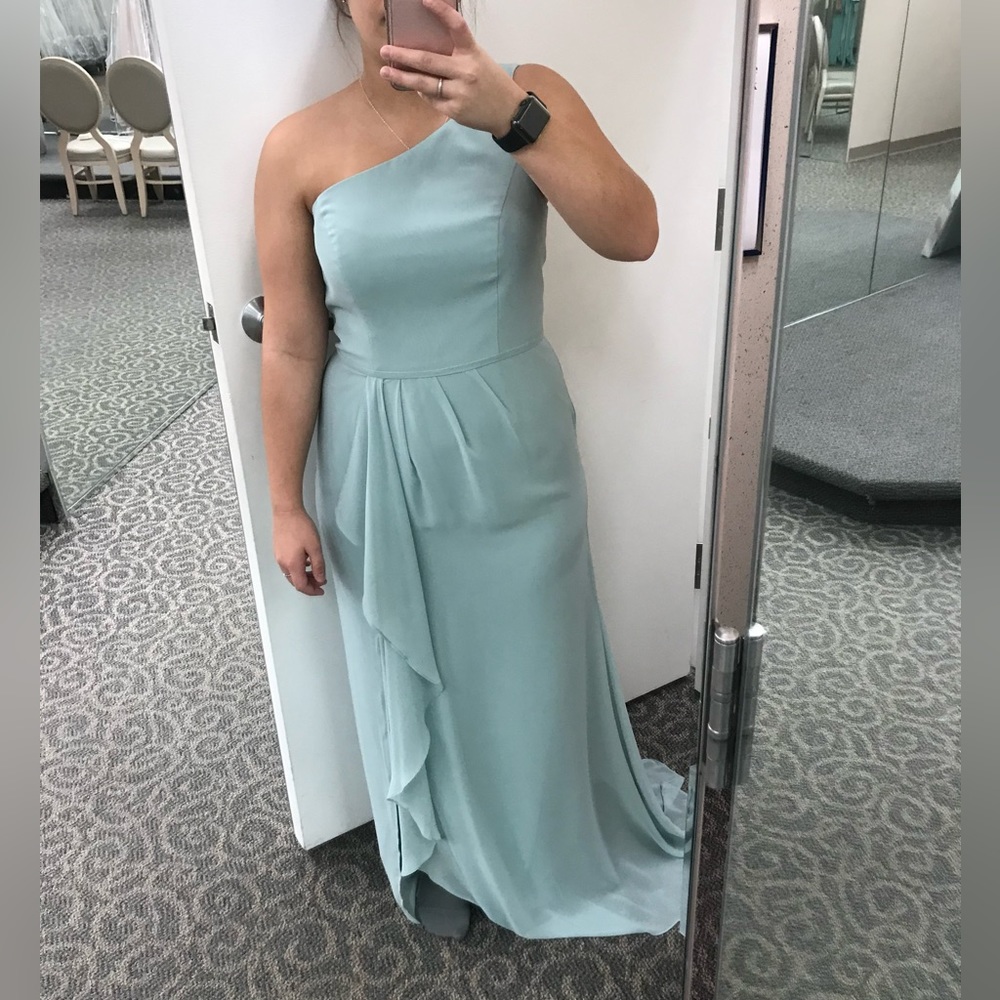 David’s Bridal Bridesmaid One Shoulder Chiffon Dress